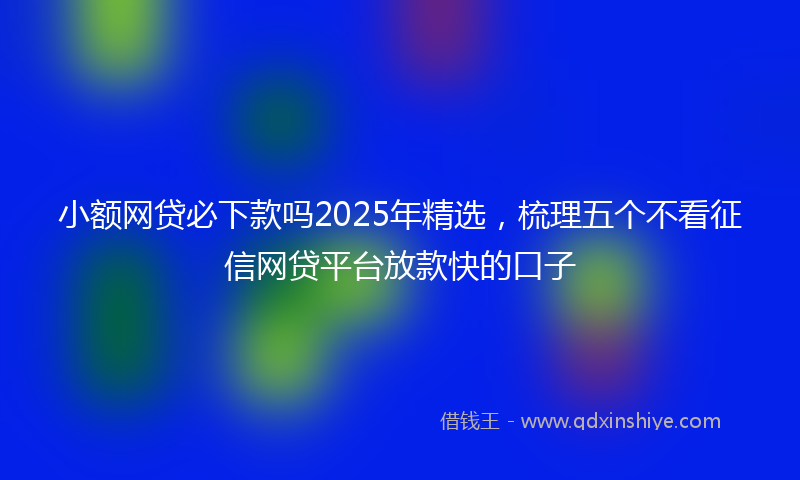 小额网贷必下款吗2025年精选，梳理五个不看征信网贷平台放款快的口子