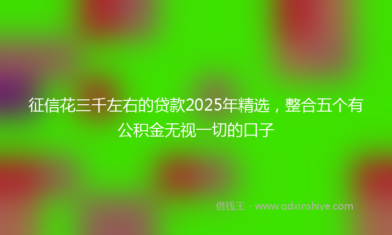 征信花三千左右的贷款2025年精选，整合五个有公积金无视一切的口子