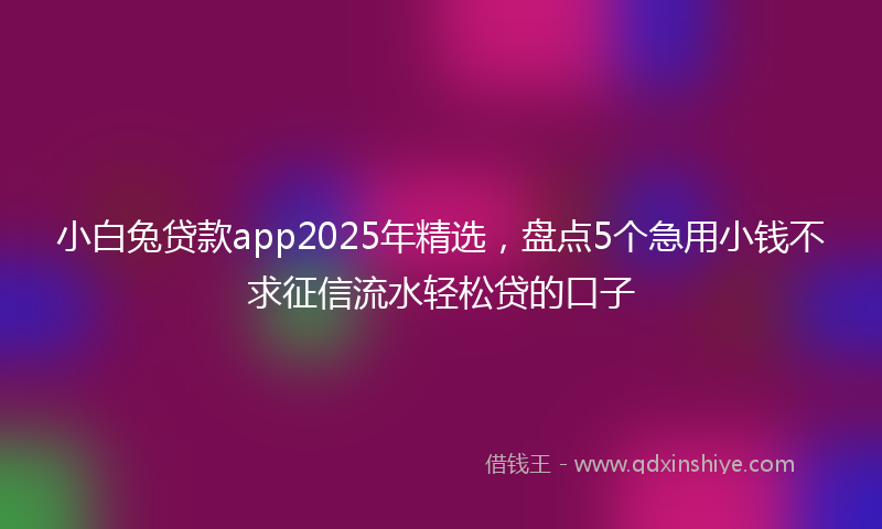 小白兔贷款app2025年精选，盘点5个急用小钱不求征信流水轻松贷的口子