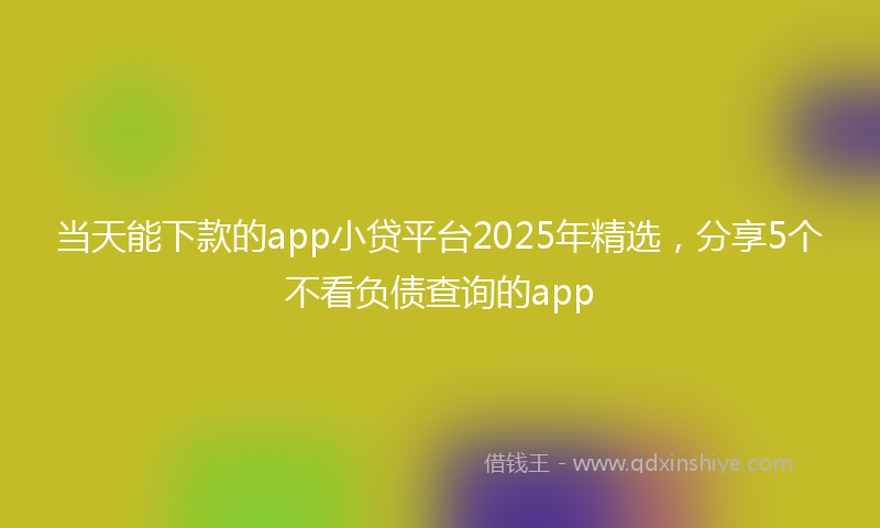 当天能下款的app小贷平台2025年精选，分享5个不看负债查询的app