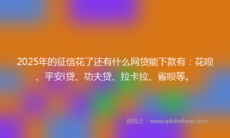 2025年的征信花了还有什么网贷能下款有：花呗、平安i贷、功夫贷、拉卡拉、省呗等。