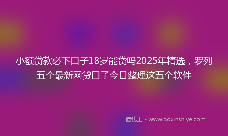 小额贷款必下口子18岁能贷吗2025年精选，罗列五个最新网贷口子今日整理这五个软件