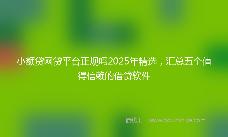 小额贷网贷平台正规吗2025年精选，汇总五个值得信赖的借贷软件