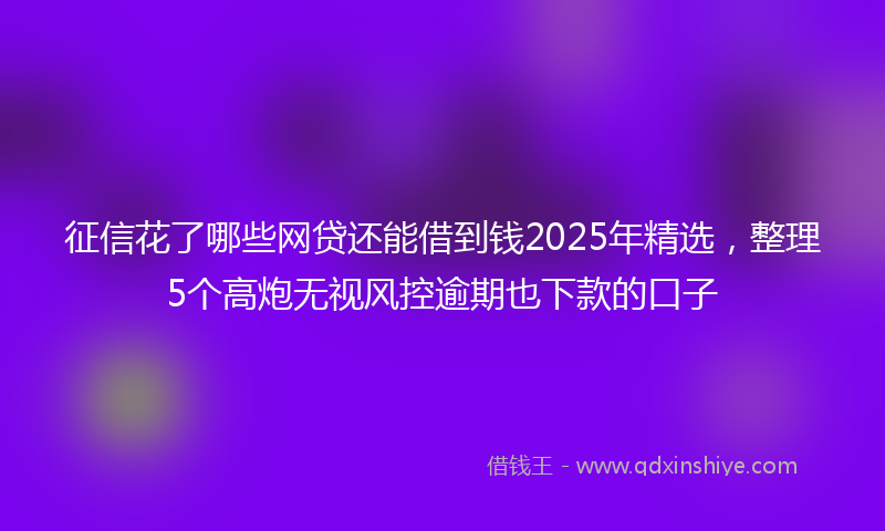 征信花了哪些网贷还能借到钱2025年精选，整理5个高炮无视风控逾期也下款的口子