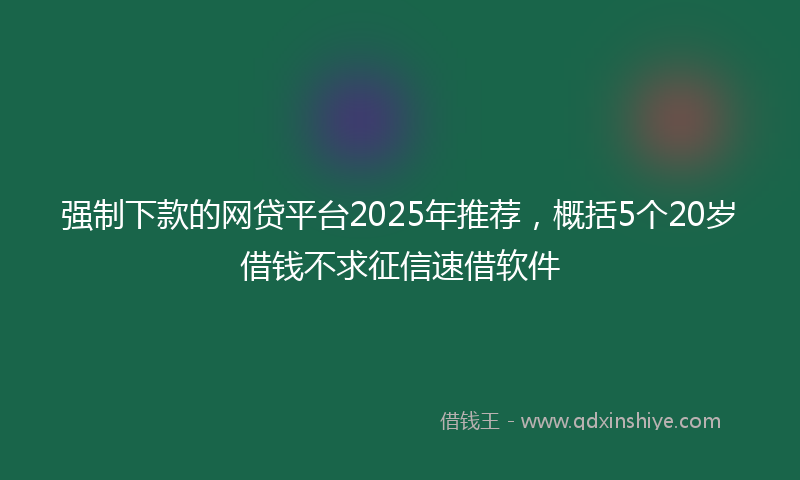 强制下款的网贷平台2025年推荐，概括5个20岁借钱不求征信速借软件