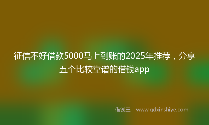 征信不好借款5000马上到账的2025年推荐，分享五个比较靠谱的借钱app