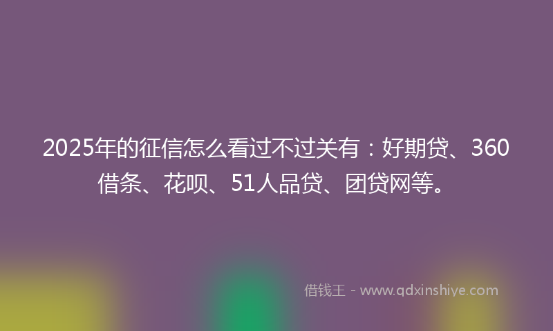 2025年的征信怎么看过不过关有：好期贷、360借条、花呗、51人品贷、团贷网等。