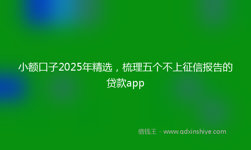 小额口子2025年精选，梳理五个不上征信报告的贷款app