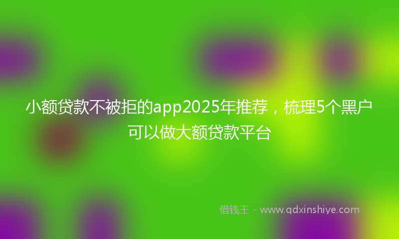 小额贷款不被拒的app2025年推荐，梳理5个黑户可以做大额贷款平台