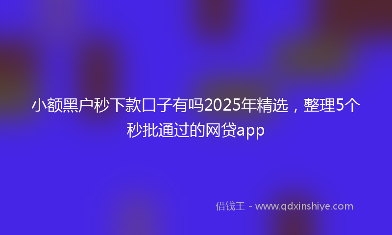小额黑户秒下款口子有吗2025年精选，整理5个秒批通过的网贷app