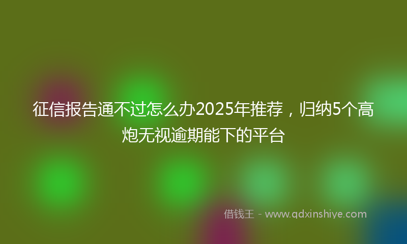 征信报告通不过怎么办2025年推荐，归纳5个高炮无视逾期能下的平台
