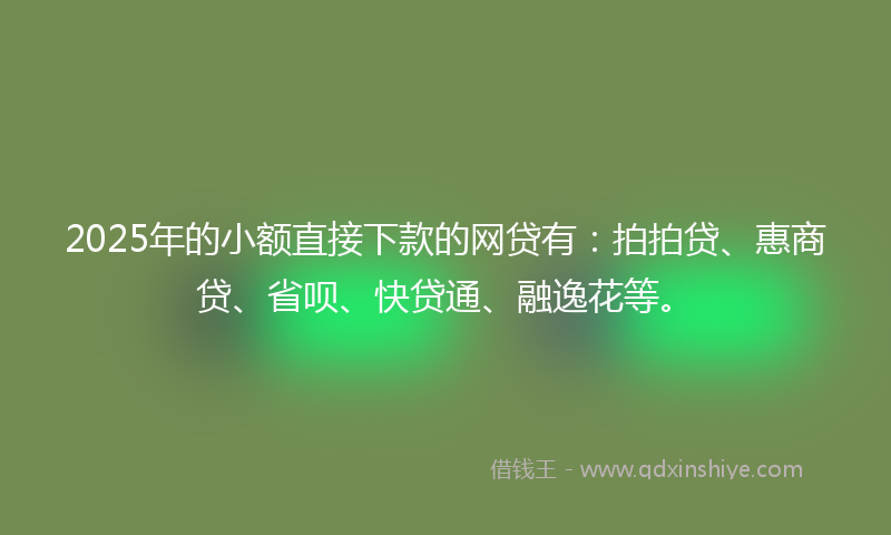 2025年的小额直接下款的网贷有：拍拍贷、惠商贷、省呗、快贷通、融逸花等。