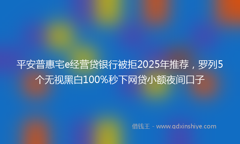 平安普惠宅e经营贷银行被拒2025年推荐，罗列5个无视黑白100%秒下网贷小额夜间口子