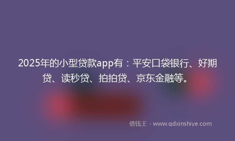 2025年的小型贷款app有：平安口袋银行、好期贷、读秒贷、拍拍贷、京东金融等。