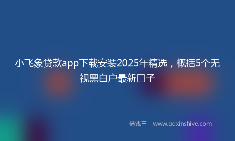 小飞象贷款app下载安装2025年精选，概括5个无视黑白户最新口子