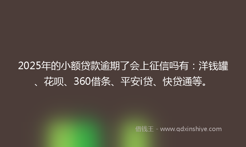 2025年的小额贷款逾期了会上征信吗有：洋钱罐、花呗、360借条、平安i贷、快贷通等。