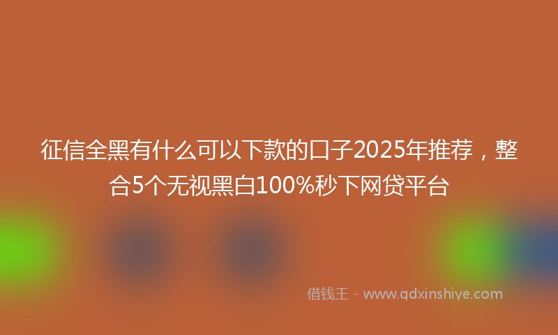 征信全黑有什么可以下款的口子2025年推荐，整合5个无视黑白100%秒下网贷平台