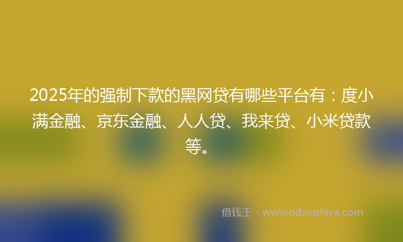 2025年的强制下款的黑网贷有哪些平台有：度小满金融、京东金融、人人贷、我来贷、小米贷款等。