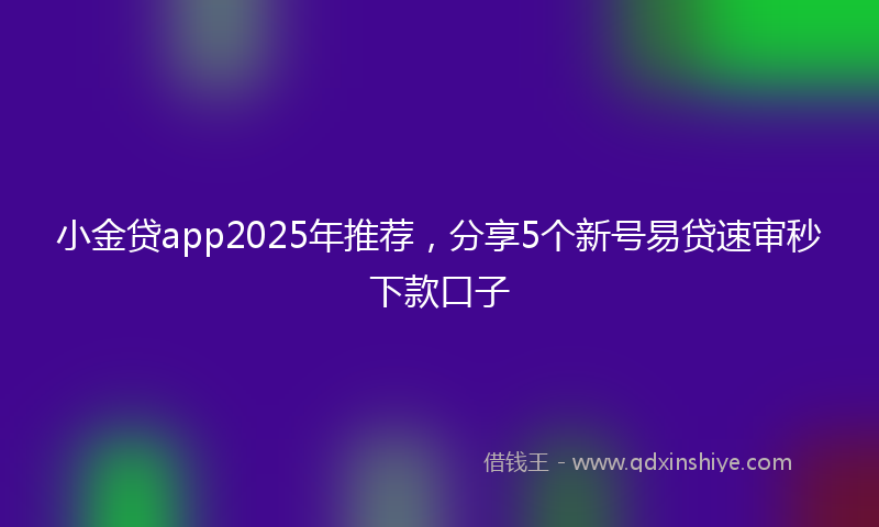小金贷app2025年推荐，分享5个新号易贷速审秒下款口子