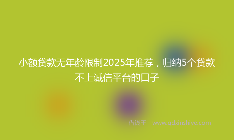 小额贷款无年龄限制2025年推荐，归纳5个贷款不上诚信平台的口子