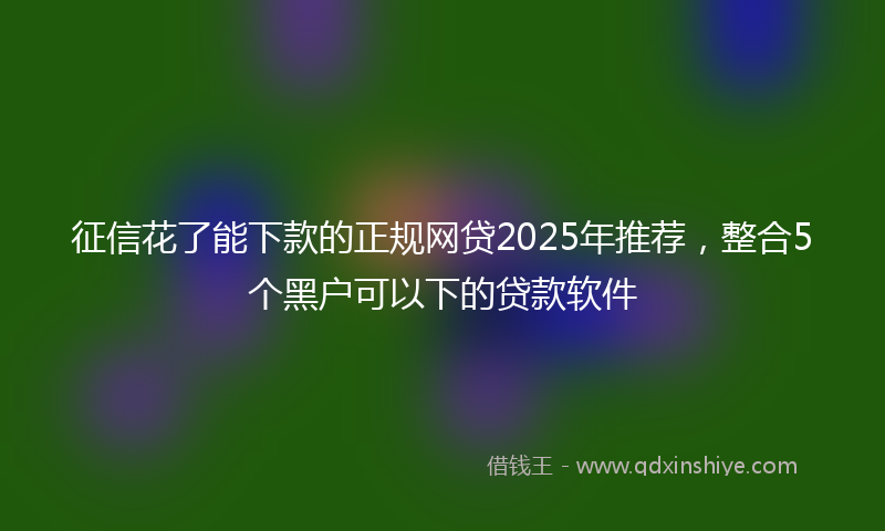 征信花了能下款的正规网贷2025年推荐，整合5个黑户可以下的贷款软件