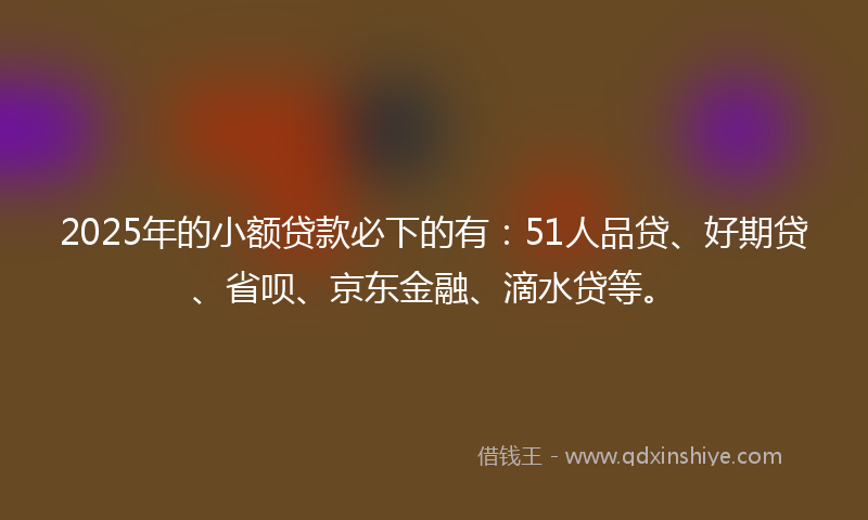 2025年的小额贷款必下的有：51人品贷、好期贷、省呗、京东金融、滴水贷等。