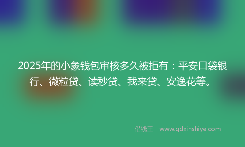 2025年的小象钱包审核多久被拒有：平安口袋银行、微粒贷、读秒贷、我来贷、安逸花等。