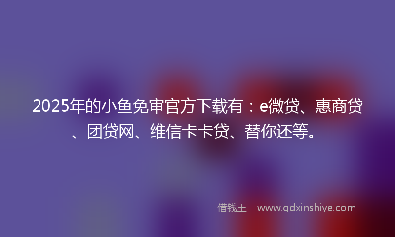2025年的小鱼免审官方下载有：e微贷、惠商贷、团贷网、维信卡卡贷、替你还等。