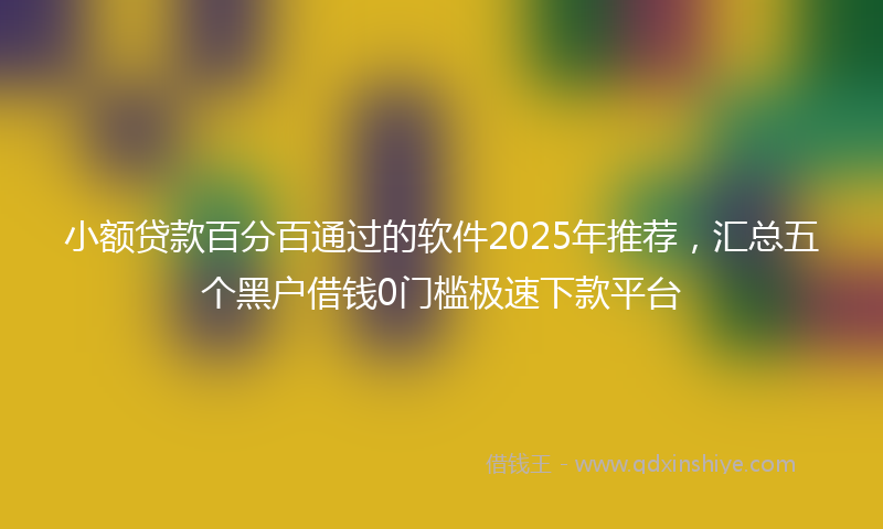 小额贷款百分百通过的软件2025年推荐，汇总五个黑户借钱0门槛极速下款平台