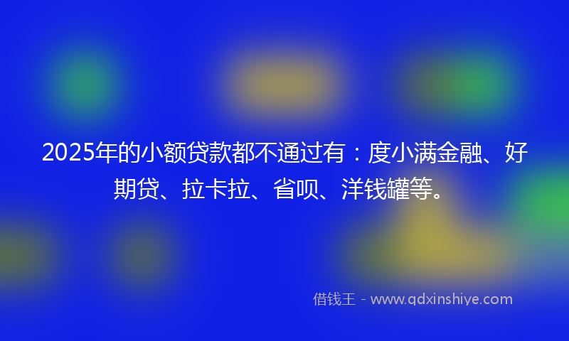 2025年的小额贷款都不通过有：度小满金融、好期贷、拉卡拉、省呗、洋钱罐等。