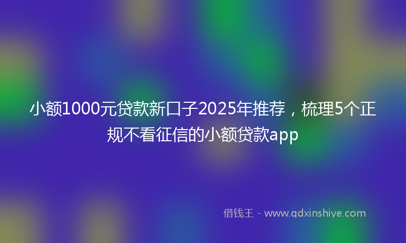 小额1000元贷款新口子2025年推荐，梳理5个正规不看征信的小额贷款app