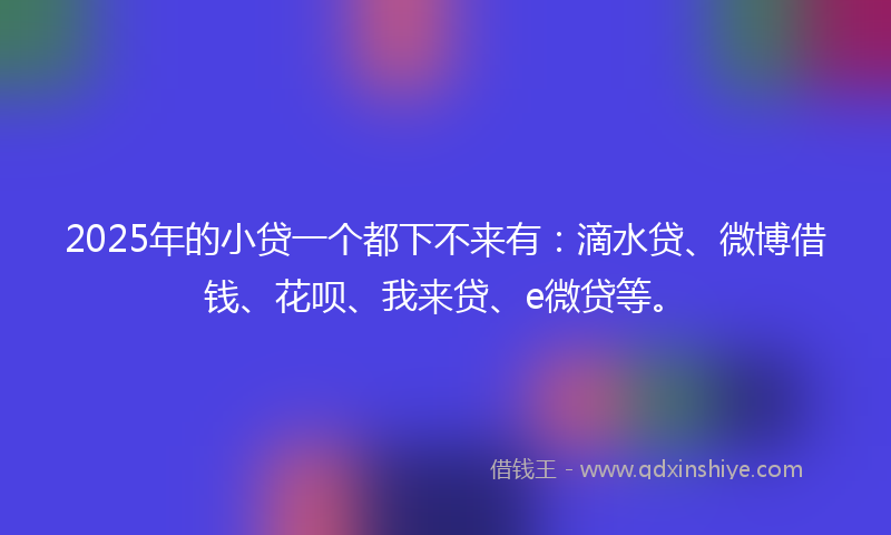 2025年的小贷一个都下不来有：滴水贷、微博借钱、花呗、我来贷、e微贷等。