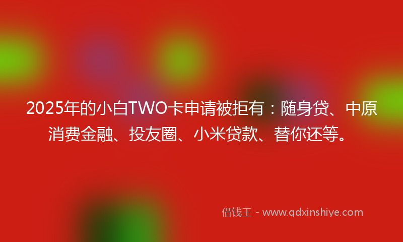 2025年的小白TWO卡申请被拒有：随身贷、中原消费金融、投友圈、小米贷款、替你还等。