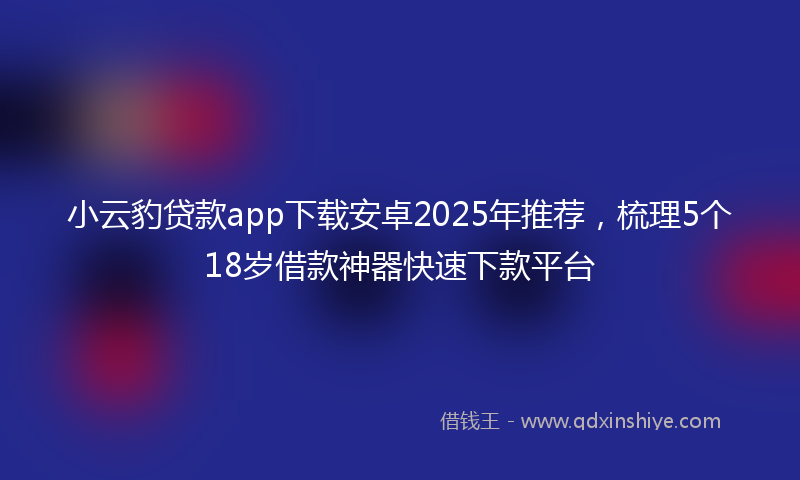 小云豹贷款app下载安卓2025年推荐，梳理5个18岁借款神器快速下款平台
