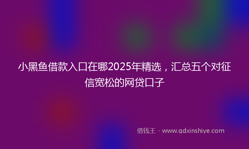 小黑鱼借款入口在哪2025年精选，汇总五个对征信宽松的网贷口子