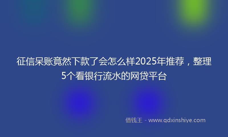 征信呆账竟然下款了会怎么样2025年推荐，整理5个看银行流水的网贷平台