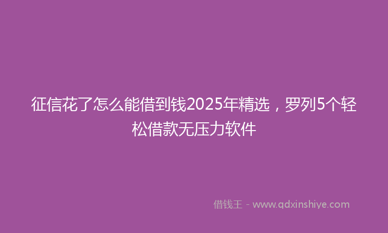 征信花了怎么能借到钱2025年精选，罗列5个轻松借款无压力软件