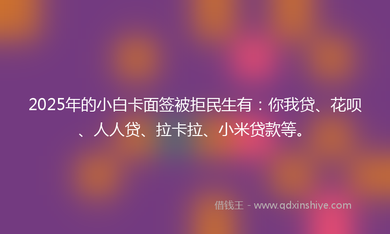 2025年的小白卡面签被拒民生有：你我贷、花呗、人人贷、拉卡拉、小米贷款等。
