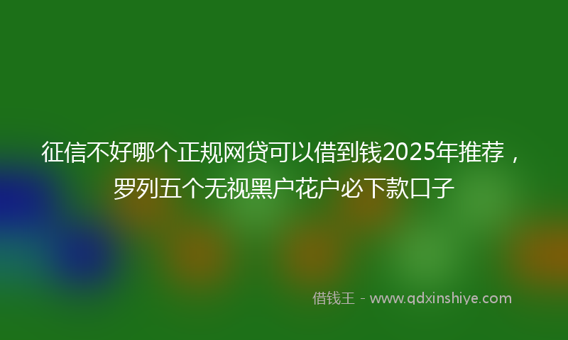 征信不好哪个正规网贷可以借到钱2025年推荐，罗列五个无视黑户花户必下款口子
