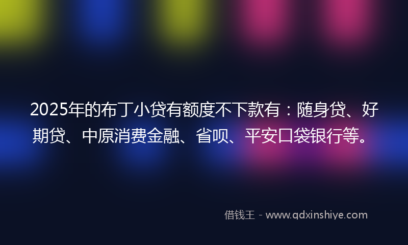2025年的布丁小贷有额度不下款有：随身贷、好期贷、中原消费金融、省呗、平安口袋银行等。