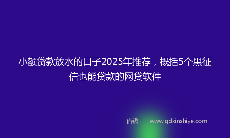 小额贷款放水的口子2025年推荐，概括5个黑征信也能贷款的网贷软件