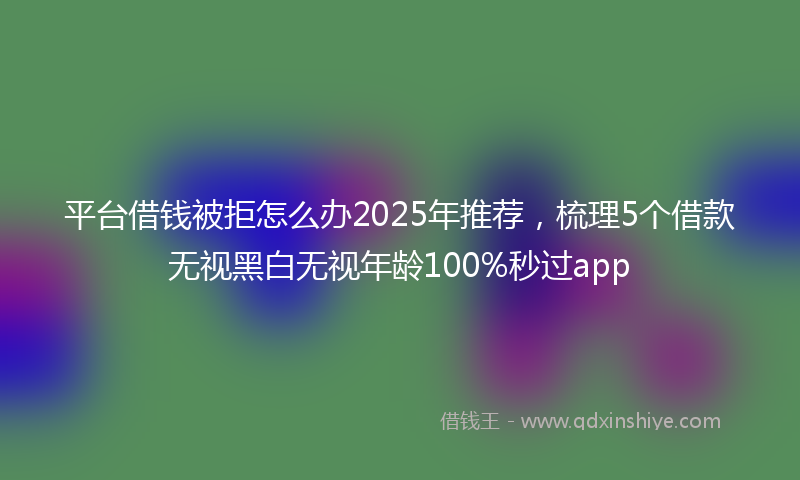 平台借钱被拒怎么办2025年推荐，梳理5个借款无视黑白无视年龄100%秒过app