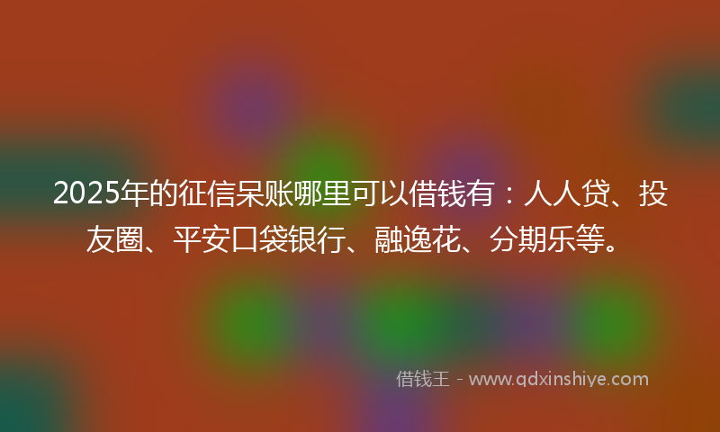 2025年的征信呆账哪里可以借钱有：人人贷、投友圈、平安口袋银行、融逸花、分期乐等。