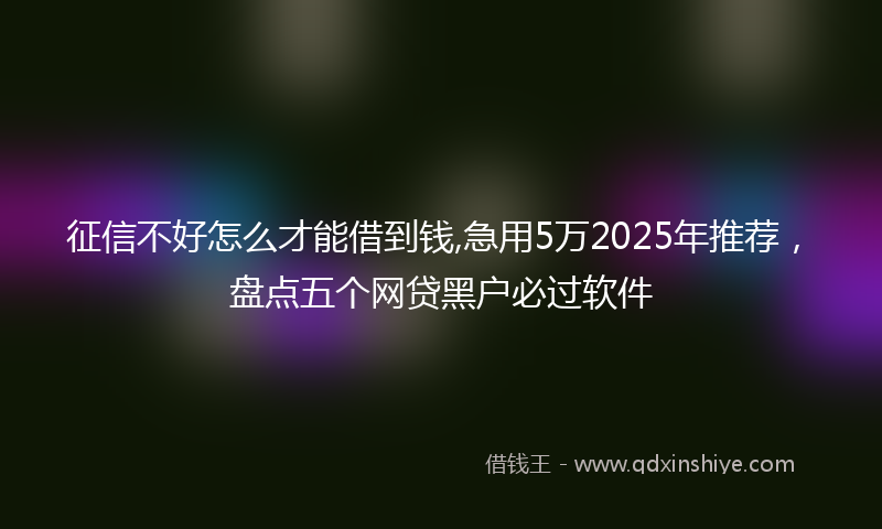 征信不好怎么才能借到钱,急用5万2025年推荐，盘点五个网贷黑户必过软件