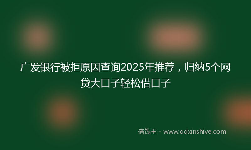 广发银行被拒原因查询2025年推荐，归纳5个网贷大口子轻松借口子