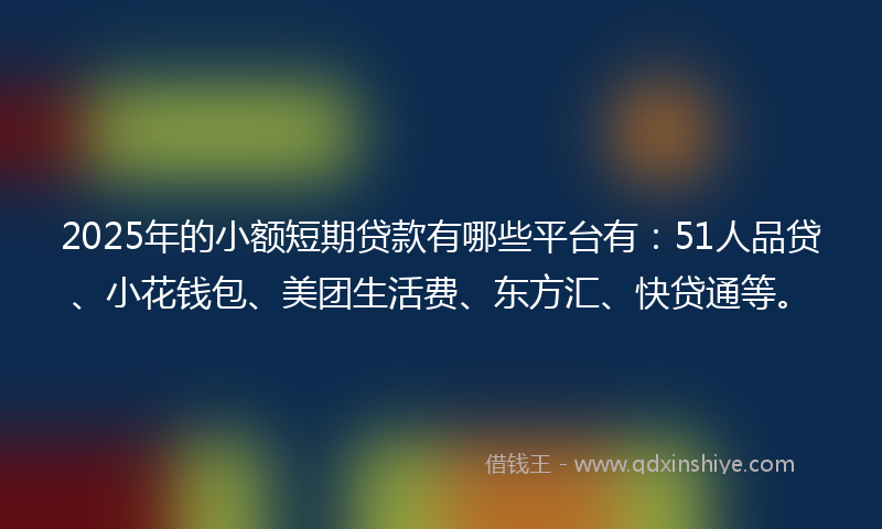 2025年的小额短期贷款有哪些平台有：51人品贷、小花钱包、美团生活费、东方汇、快贷通等。