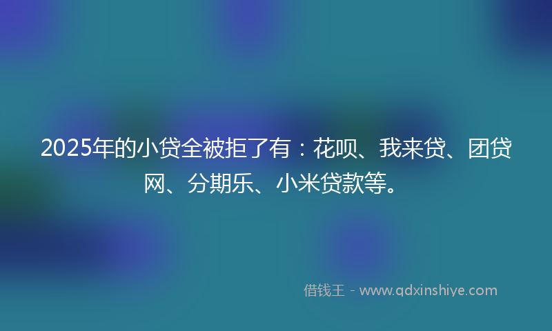 2025年的小贷全被拒了有：花呗、我来贷、团贷网、分期乐、小米贷款等。
