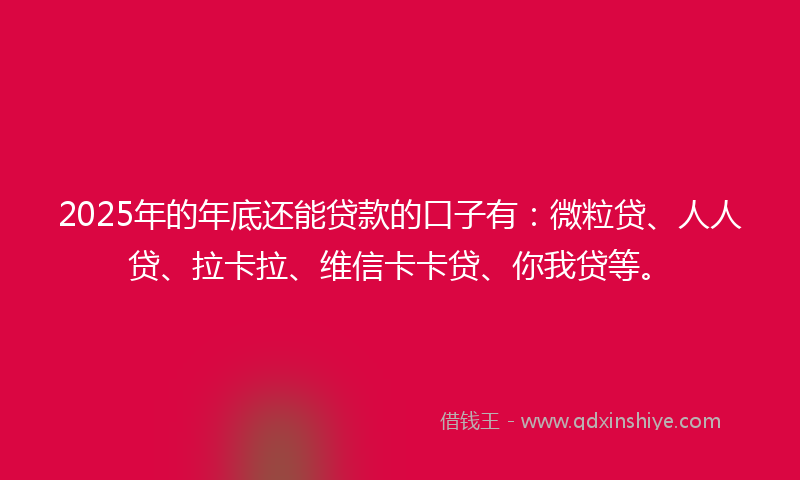 2025年的年底还能贷款的口子有：微粒贷、人人贷、拉卡拉、维信卡卡贷、你我贷等。