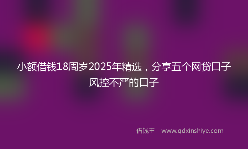 小额借钱18周岁2025年精选，分享五个网贷口子风控不严的口子