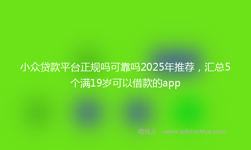 小众贷款平台正规吗可靠吗2025年推荐，汇总5个满19岁可以借款的app